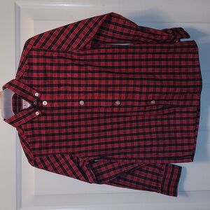 Izod Size 7 Black / Red Buffalo Check dress shirt, long sleeve